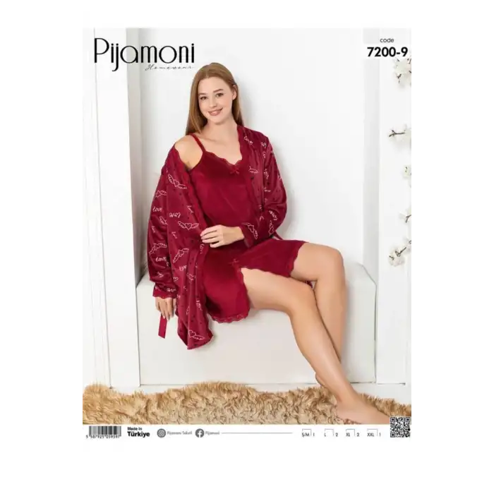 FRANSIZ KADİFE İKİLİ SABAHLIK TAKIM