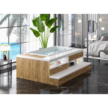 Efes 125x205 Gövde Küvet Iroko Ahşap Ön Panelli + Sistem 3 Jakuzili