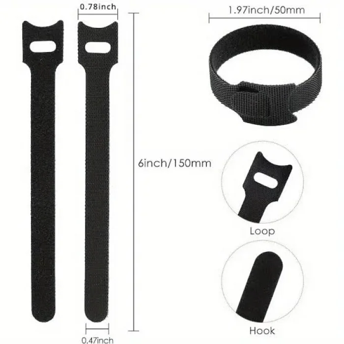10lu Cırt Cırtlı Kablo Düzenleyici Seti - 15cm