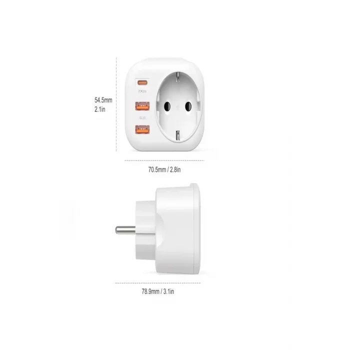 Ac-115 2500w 3.4a 2usb 1type-c 1soket Akım Korumalı Şarj Adaptörü Priz Çoğaltıcı