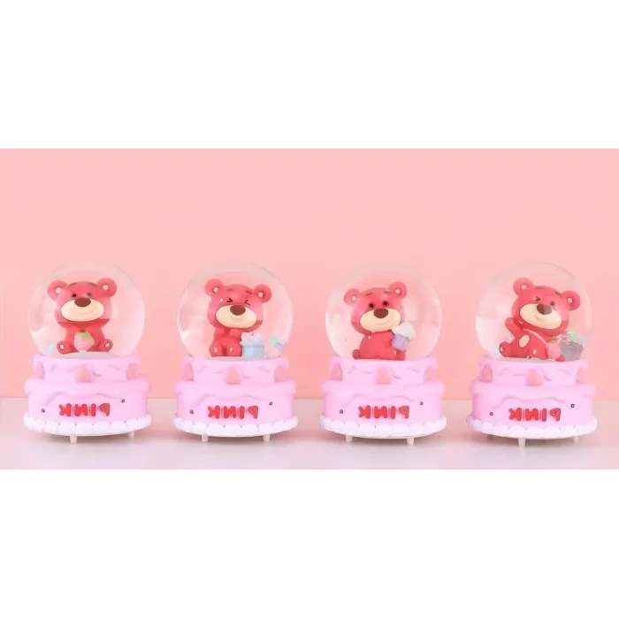 Ayıcıklı Işıklı Kar Küresi 7 Cm Alk3102