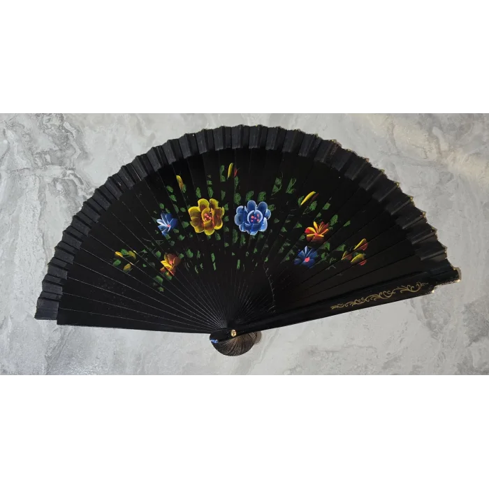 Bambu Çift Taraflı Siyah Yelpaze 12li Paket