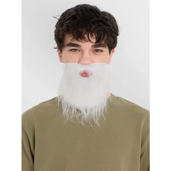 Beyaz Kırçıllı Arkadan Lastikli Beyaz Takma Sakal Yetişkin Çocuk Uyumlu