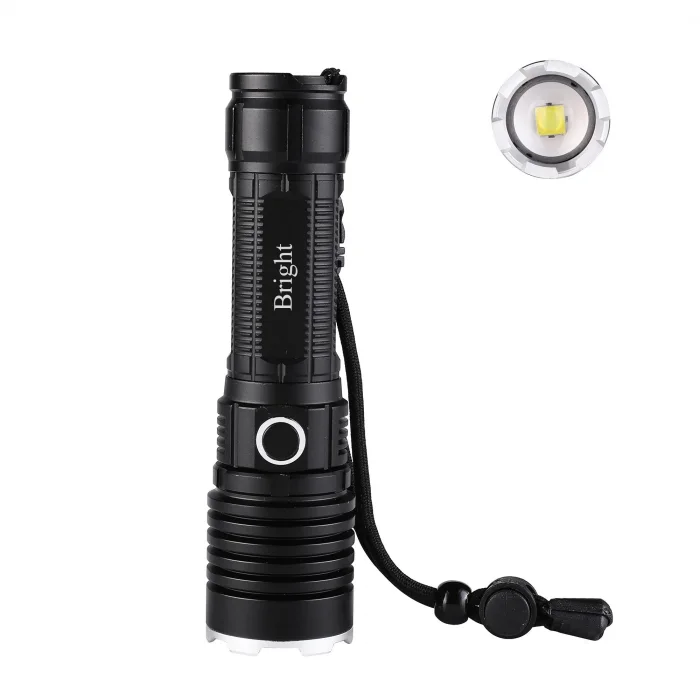 Bright Ght-5761 Xp90 Led 3 Mod Zoomlu Yağmur Suyu Geçirmez Şarjlı El Feneri 26650 Pilli