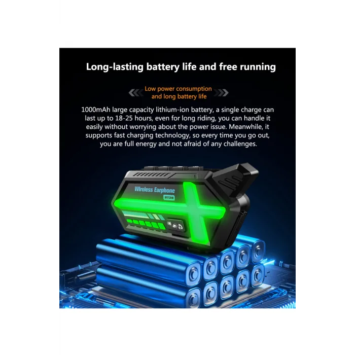 Bt26 Motosiklet Kask Kulaklık Bluetooth Rgb Işıklı 2 Eşleşme Özellikli 1000 Mah Intercom
