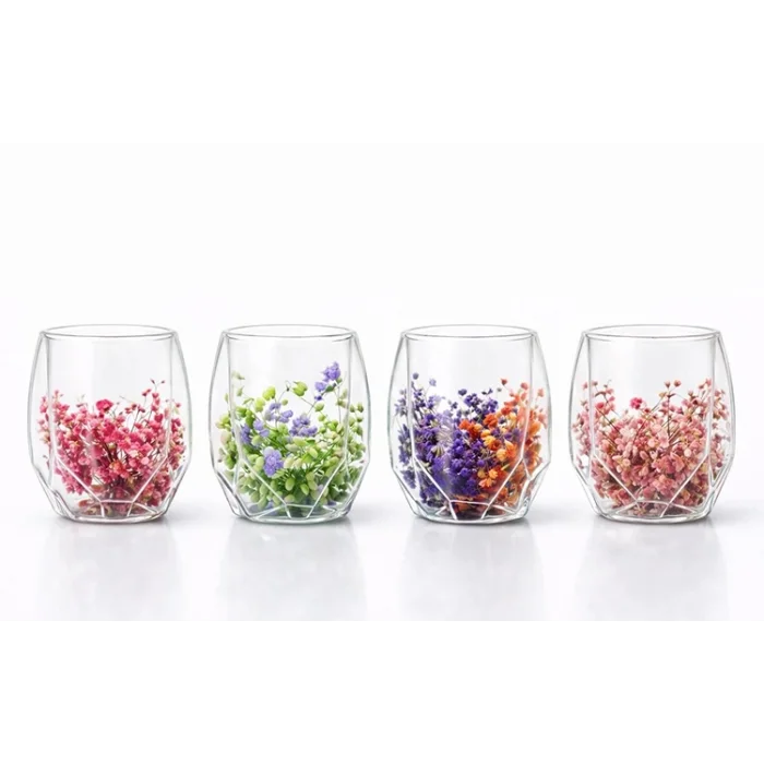 Çift Camlı Çiçekli Bardak Alk4471