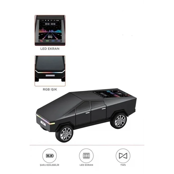 D68 Cyber Model Araba Tasarımlı Bluetooth Hoparlör 15w Güçlü Ses Rgb Led /tws/usb Siyah