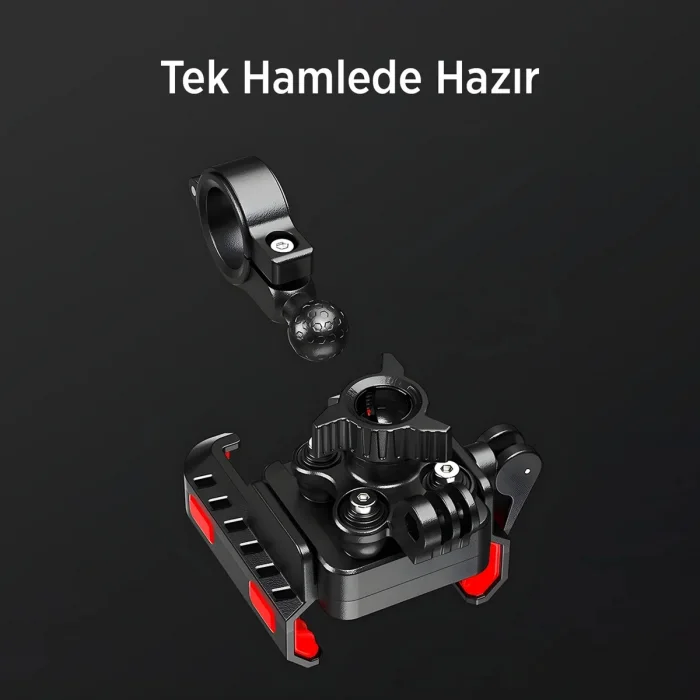 Gidon Bağlantılı 360° Derece Ayarlanabilir 3.5”-7.2” Uyumlu Motosiklet Bisiklet Telefon Tutucu