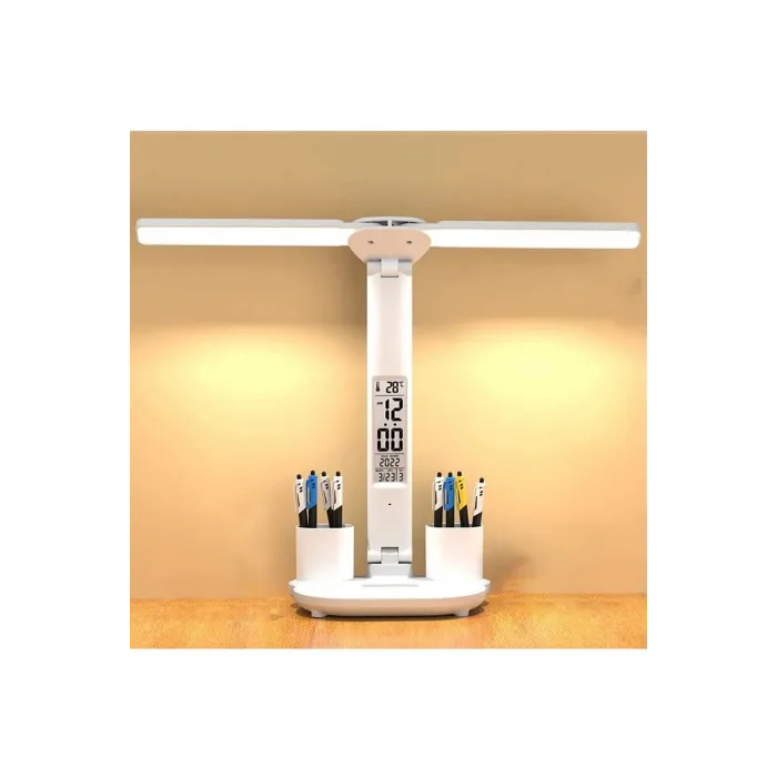 Led Dokunmatik Katlanabilir Masa Lambası Takvim Sıcaklık Saat Şarjlı Masa Lambası