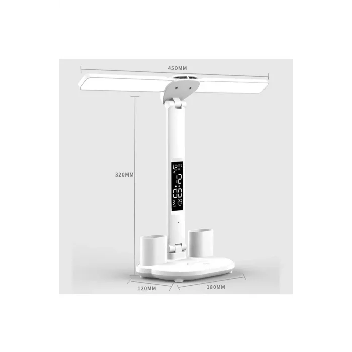 Led Dokunmatik Katlanabilir Masa Lambası Takvim Sıcaklık Saat Şarjlı Masa Lambası