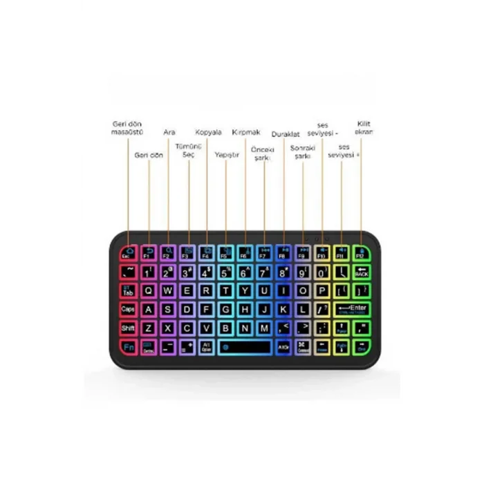 Mini Klavye Smarttv Işıklı Bluetooth Kablosuz Televizyon Ps3 Dizüstü Tabletler Ve Telefonlar İçin