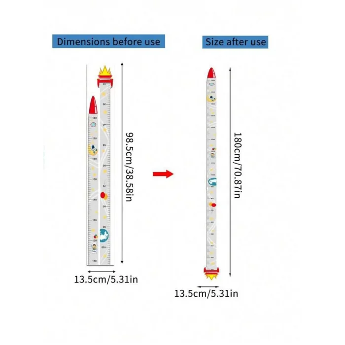 Sevimli Sarı Zürafa   Yeşil Dinazor   Deniz Kızı   Roket  Ağaç Boy Ölçüsü Sticker