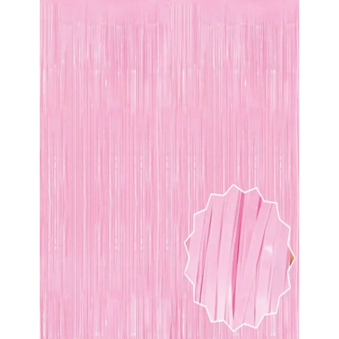 Soft Pembe Püsküllü Kapı Perdesi - Parti, Baby Shower, Cinsiyet Partisi 1x2 M