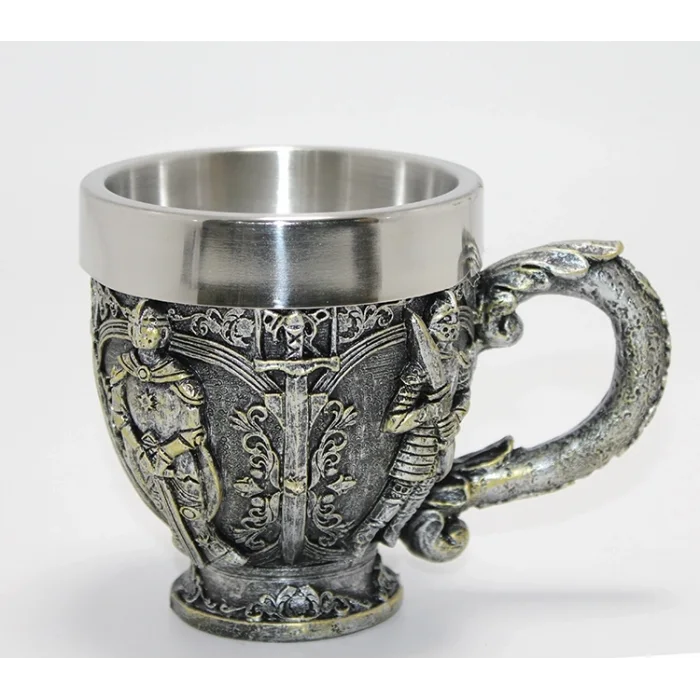 Şövalye Kabartmalı 3d Paslanmaz Çelik Kupa Bardak Alk4477