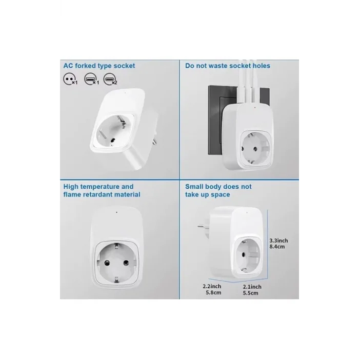 Tekli Yüksek Voltaj Korumalı Duvar Prizi 2x Type-c 1x Usb Çıkışlı Priz Grup Priz Çoğaltıcı Beyaz