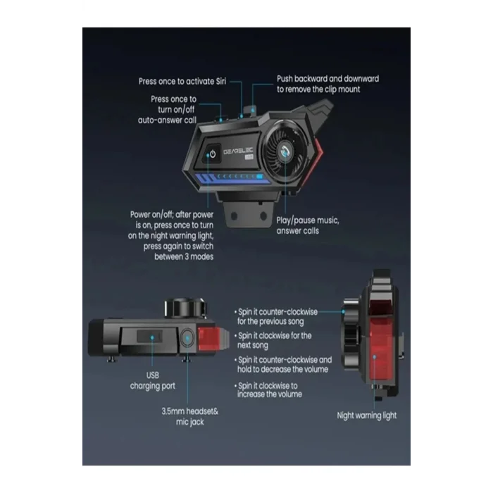 Bt57 Motosiklet Kask Kulaklık Intercom Işıklı Motorsiklet Interkom
