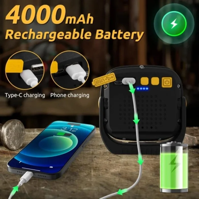 Wison Ws-582 Powerbank Özellikli Tripod Bağlantılı Mıknatıslı 3500 Lümen Usb Şarjlı Çalışma Feneri