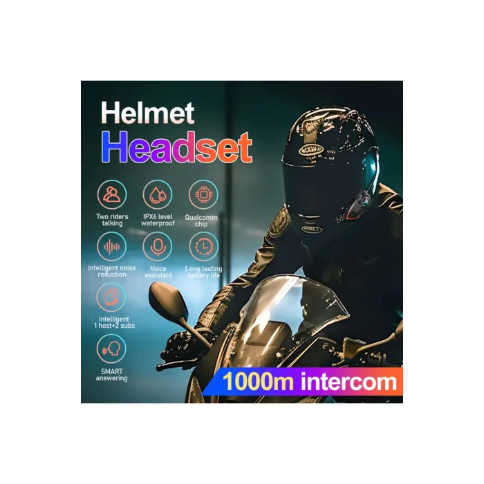 Yeni Model Y80-2x Motosiklet İntercom 2 Kişilik Bağlantı Rgb Işıklı Bluetooth Kulaklık Seti