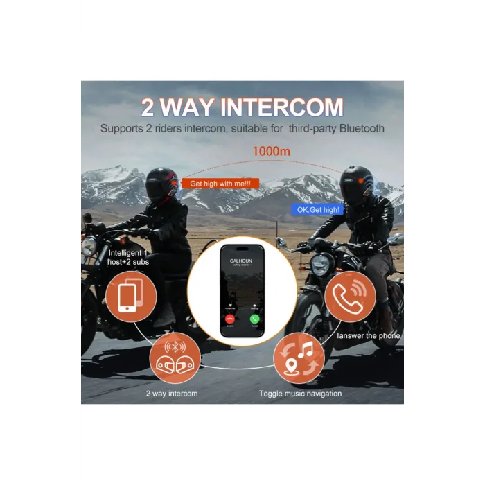 Yeni Model Y80-2x Motosiklet İntercom 2 Kişilik Bağlantı Rgb Işıklı Bluetooth Kulaklık Seti