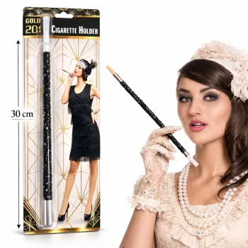 30 Cm Siyah Payetli  Tutacağı – 1920’ler Gatsby Parti Aksesuarı