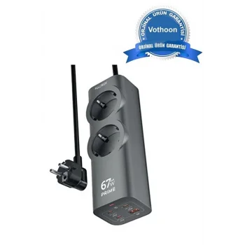 67w Hızlı Şarjlı Akıllı Çoklu Priz – 2000w Güç, 2 Usb-c + 2 Usb-a Çıkışlı, Telefon & Laptop Uyumlu