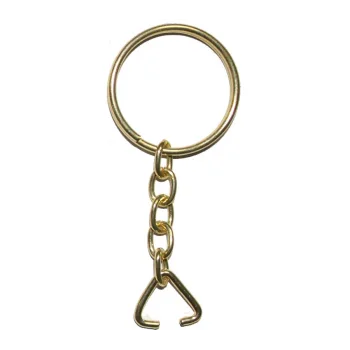 Anahtarlık Halkası, Halka + Zincir + Üçgen, 24mm, Altın, Sarı, 1000 Adet