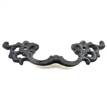 Antika Tarz Dekoratif Pirinç Çiçek Kapı Kulbu - 44x148 Mm, Oksit