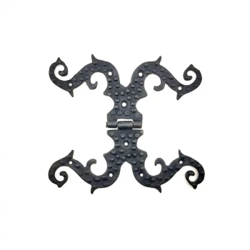 Antika Tarz Dekoratif Pirinç Süslü Menteşe - 190x170 Mm, Oksit