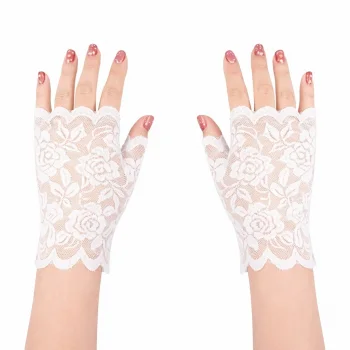 Beyaz Dantel Parmaksız Kısa Eldiven