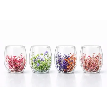 Çift Camlı Çiçekli Bardak Alk4471