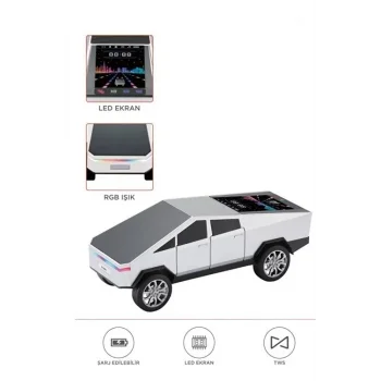 D68 Cyber Model Araba Tasarımlı Bluetooth Hoparlör 15w Güçlü Ses Rgb Led /tws/usb Beyaz