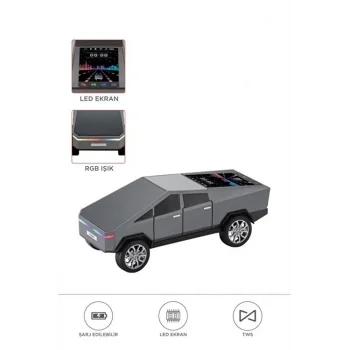 D68 Cyber Model Araba Tasarımlı Bluetooth Hoparlör 15w Güçlü Ses Rgb Led /tws/usb Gri