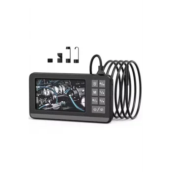 Ekranlı Çift Kameralı 5 Mt Sert Kablo Endoskop Kamera 8 Mm 4.3 Inc Hafıza Kart Destekli