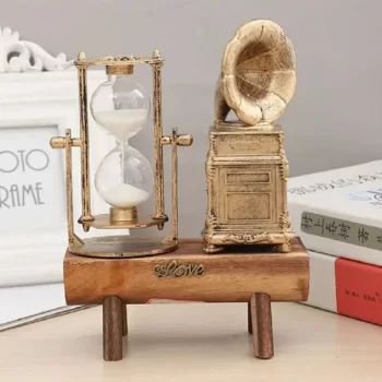 Nostaljik Gramafon Tasarımlı Kum Saati