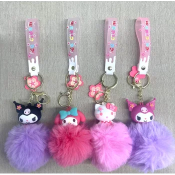 Ponponlu Kuromi Ve Hello Kitty Anahtarlık Alk4246
