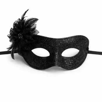 Siyah Simli Tüylü Balo Maskesi – Kadın Parti  Maskeli Balo Maskesi