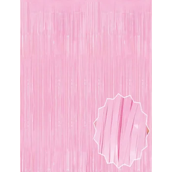 Soft Pembe Püsküllü Kapı Perdesi - Parti, Baby Shower, Cinsiyet Partisi 1x2 M