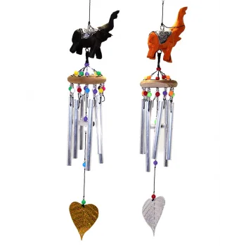 Üstü Ahşap Altı Metallı Filli Rüzgar Çanı 1/3