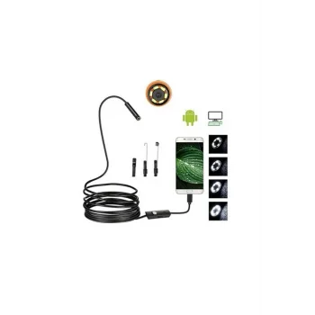 Endoskop Yılan Video Kamera Led’li 5 Metre 7 Mm Sert Kablo Yüksek Kaliteli Stereo