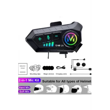 ﻿y10 2x Motosiklet Kask İntercom Çift Eşleşme Rgb Işıklı Bluetooth Kulaklık 5,3
