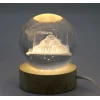 3d Kristal Cam Küre Ahşap Soketli İstanbul Temalı Led Lamba Alk2573