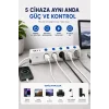 5’li Akım Korumalı Çoklu Priz 2 Metre Kablolu 3680w 16a 5 Anahtarlı 2usb-a 2 Usb-c Pd 20w Hızlı Ftr-28
