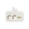 Akım Korumalı 2’li Ayrı Anahtarlı Priz, 2x Priz, 3x Usb, 1x Type-c, 2 Mt Kablo, Hızlı Şarj