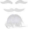 Beyaz Renk Kendinden Yapışkanlı Takma Sakal Bıyık Ve Kaş Seti