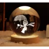 Dekoratif Küçük Prens Tasarımlı Ahşap Altlıklı Işıklı Cam Küre Cam:6cm Ahşap:2cm