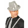 Disko  Gümüş Payetli Fötr Şapka Yetişkin Boy