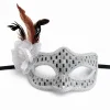 Gümüş Renk Tüylü Balo Maskesi Kadın Parti Aksesuarı