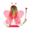 Kırmızı Renk Çocuk Kelebek Kanadı Tacı Ve Asa Seti 50 Cm
