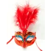 Renkli Tüylü Venedik Parti Maskesi Karışık Renk 12 Adet