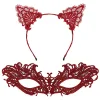 Şık Kırmızı Dantel Maske Ve Taç Seti 5 No – Maskeli Balo  Özel Etkinlikler
